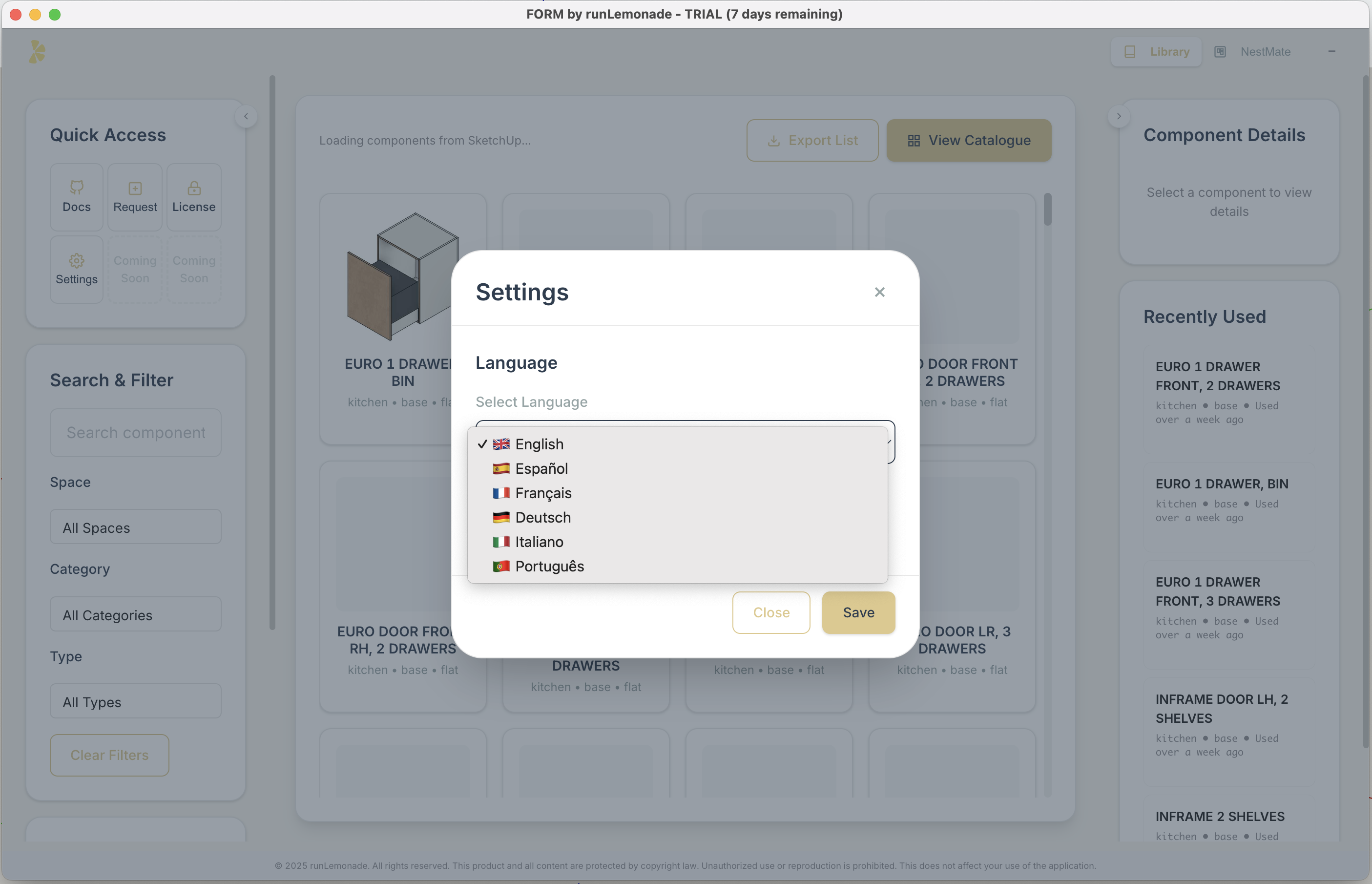 FORM Settings Interface