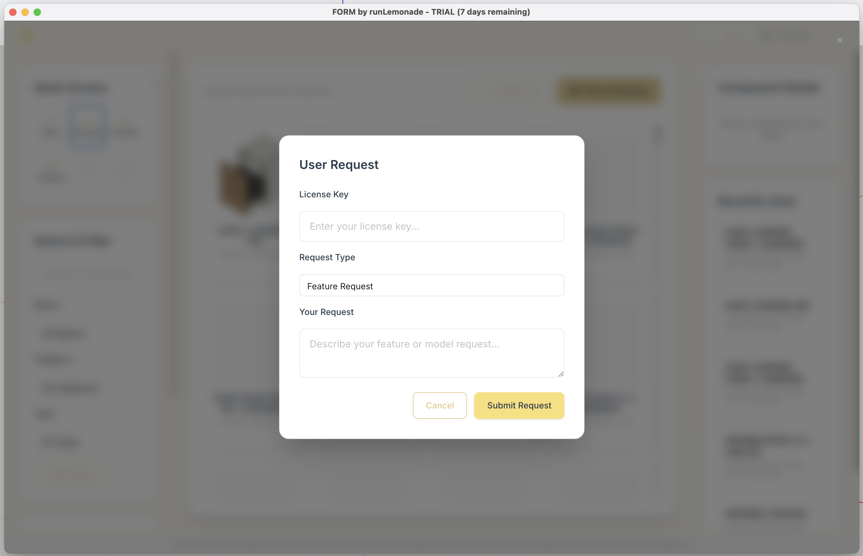 FORM User Request Interface